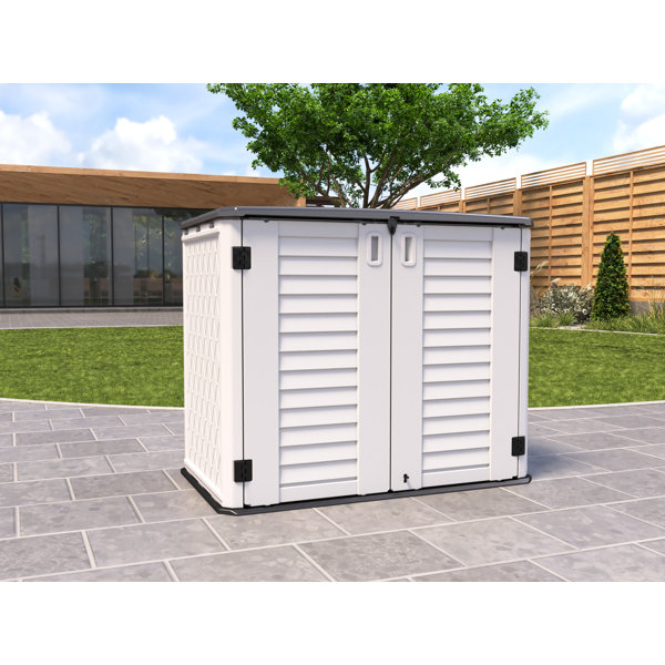 ADDOK Horizontal resin weather resistant outdoor storage shed, 26 cubic
